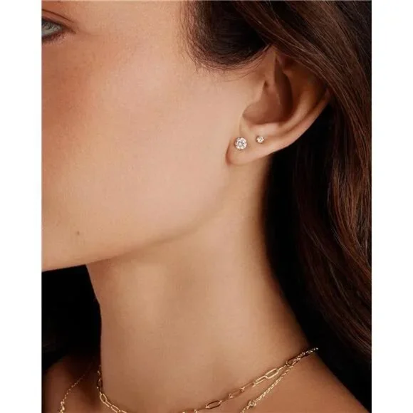 Waterproof Five Pairs Stud Earrings for Women - 14K Gold Plated Stainless Steel - Picture 5 of 7